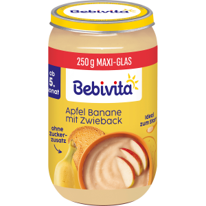 Bio Bebivita Frucht und Getreide Apfel Banane mit Zwieback ab 5.Monat 250g