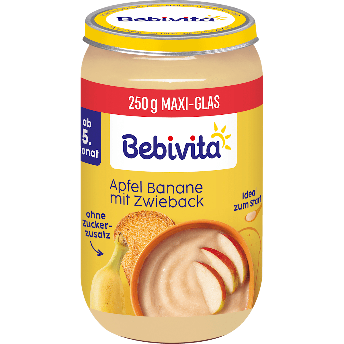Bio Bebivita Frucht und Getreide Apfel Banane mit Zwieback ab 5.Monat 250g