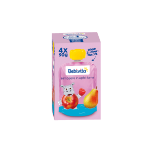 Bebivita Quetschbeutel Himbeere in Apfel Birne ab 1 Jahr 4x90g
