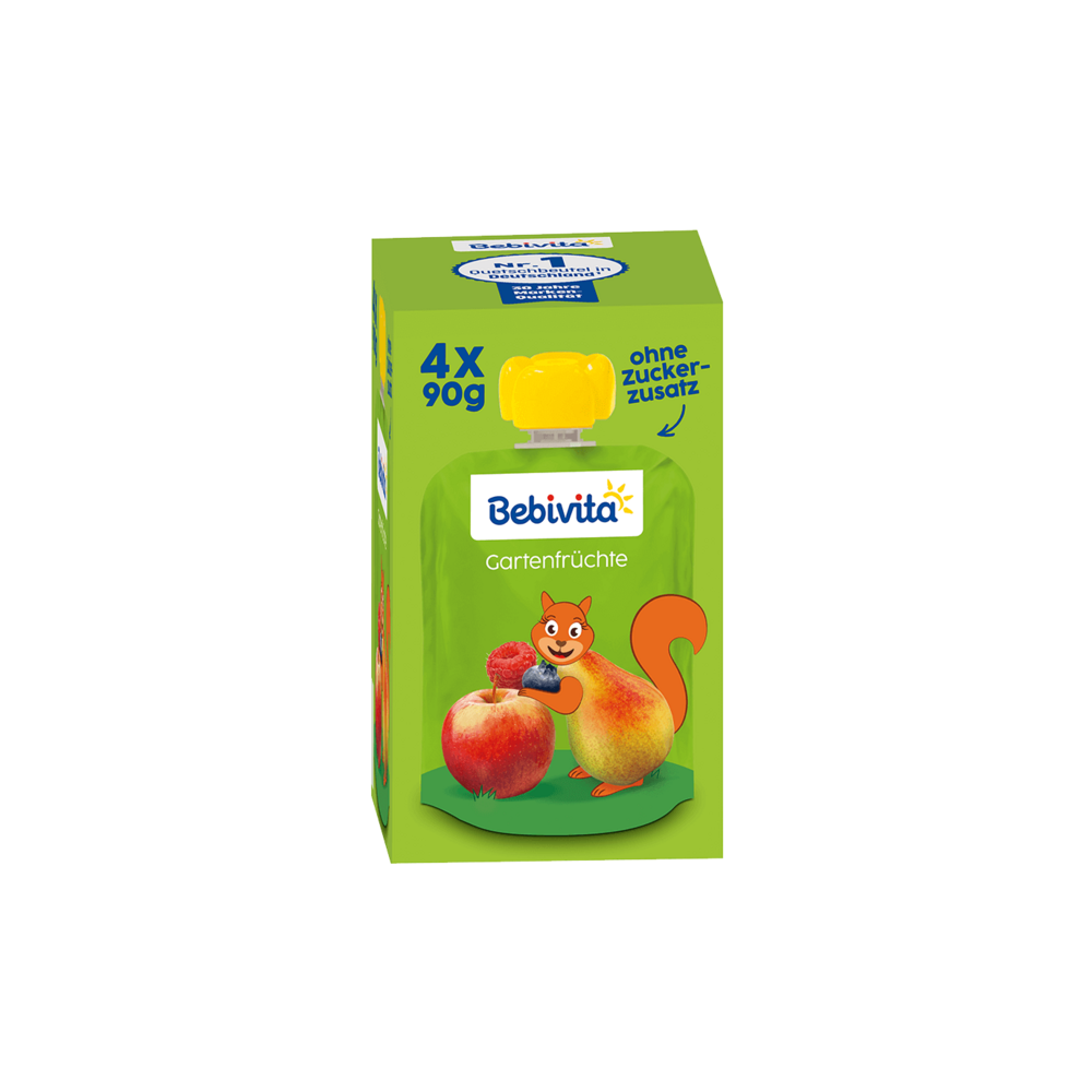 Bebivita Quetschbeutel Gartenfrüchte 4x90g