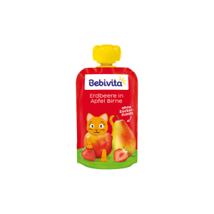 Bebivita Quetschbeutel Erdbeere in Apfel Birne 4x90g
