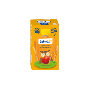 Bebivita Quetschbeutel Vollkorn in Apfel Banane 4x90g