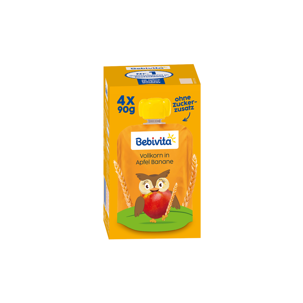 Bebivita Quetschbeutel Vollkorn in Apfel Banane 4x90g