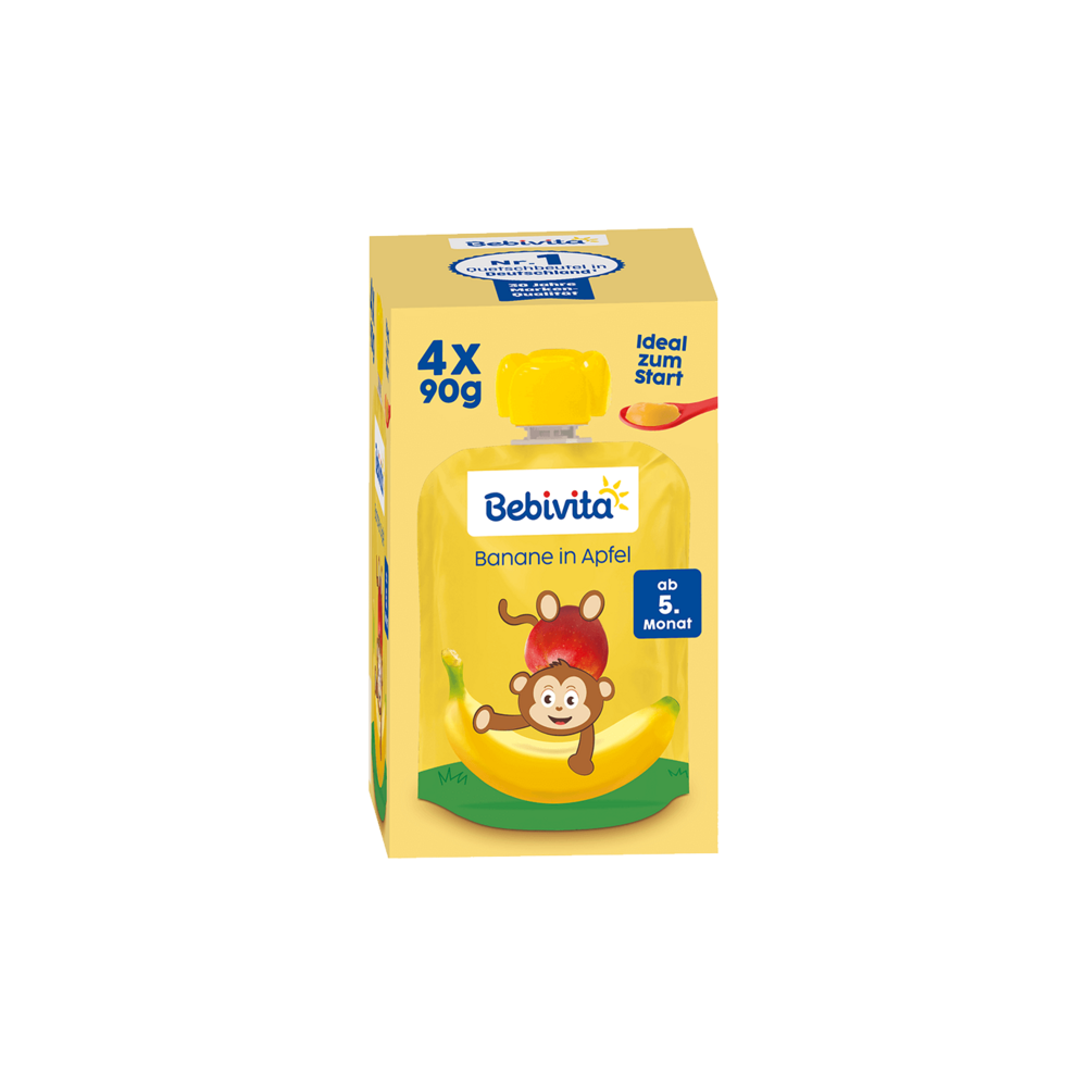 Bebivita Baby Quetschbeutel Banane in Apfel 4x90g