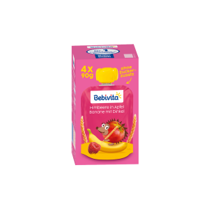 Bebivita Quetschbeutel Himbeere in Apfel Banane mit Dinkel 4x90g
