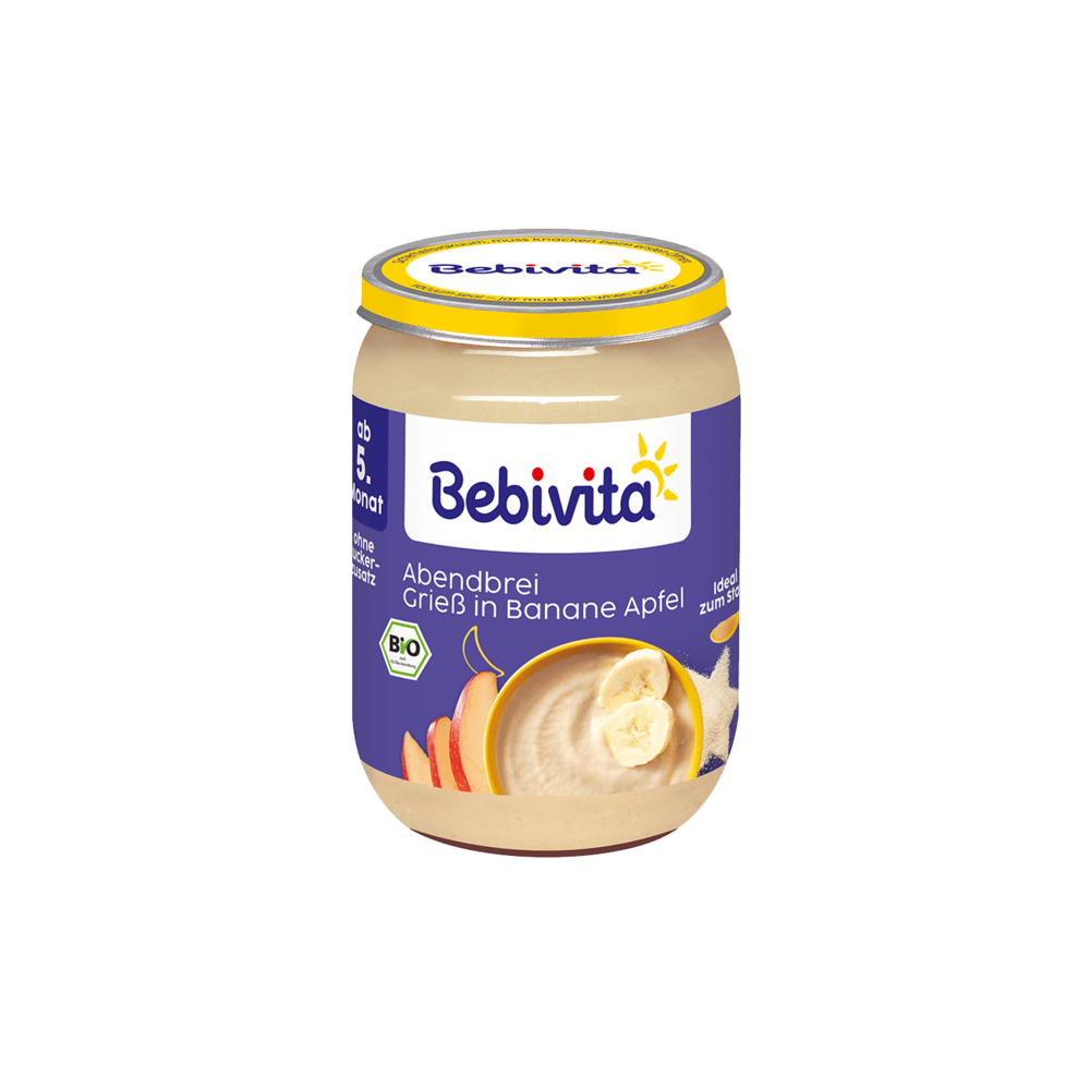 Bio Bebivita Abendbrei Grieß in Banane Apfel ab 5.Monat 190g