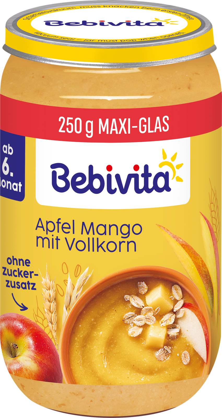 Bio Bebivita Frucht und Getreide Apfel Mango mit Vollkorn ab 6.Monat 250g