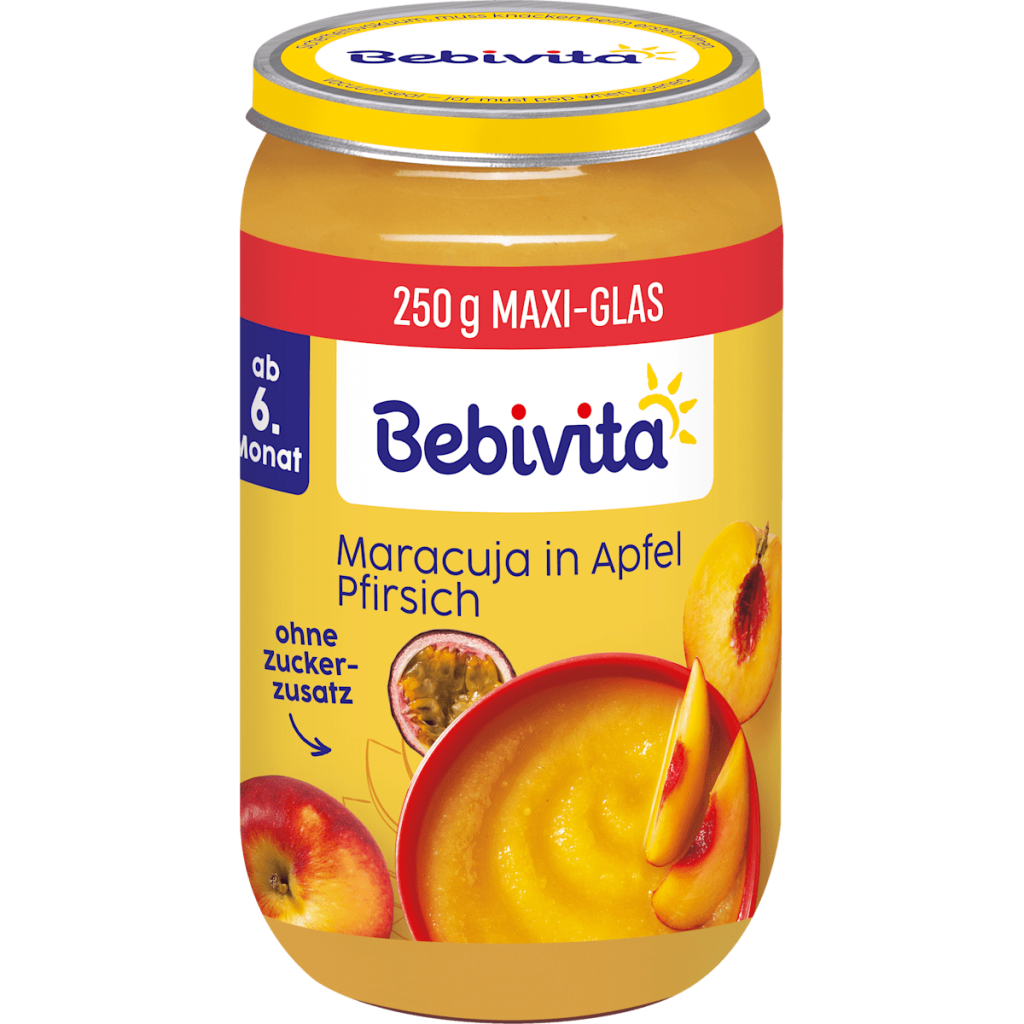 Bio Bebivita фрукты маракуйя, яблоко персик, 6.Monat 250g
