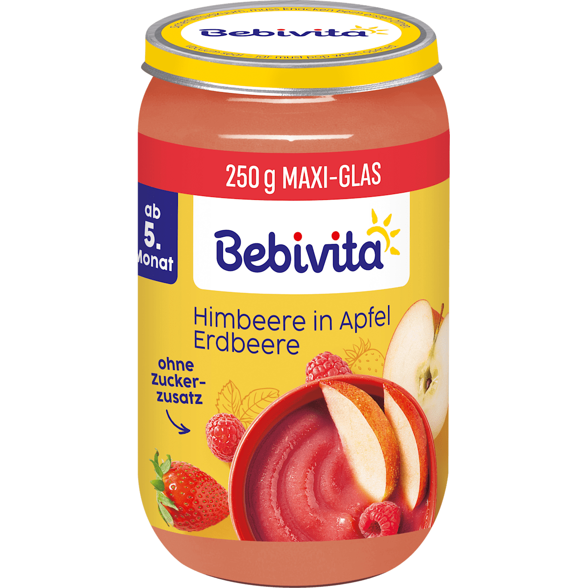 Bio Bebivita фрукты малина, яблоко клубника, 5.Monat 250g