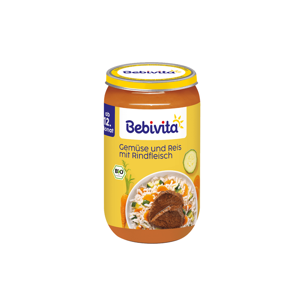Bio Bebivita Gemüse und Reis mit Rindfleisch 250g