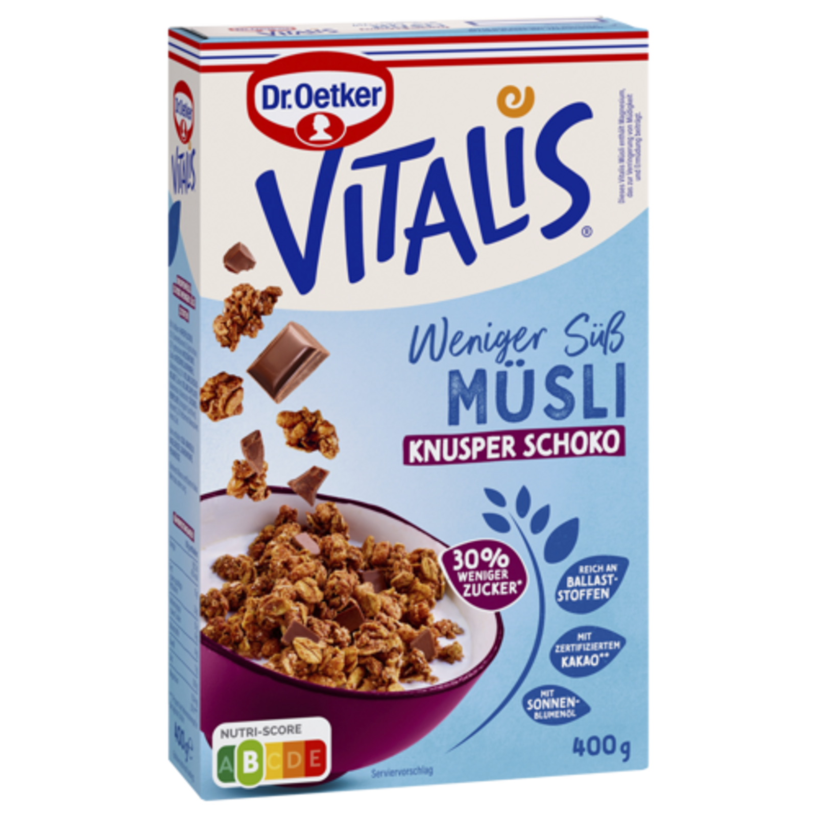Dr.Oetker Vitalis Weniger süß Knusper Schoko 400g