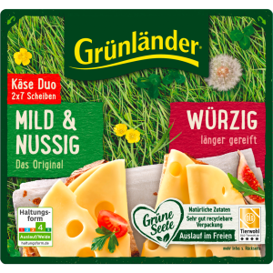 Grünländer Scheiben Käse Duo Mild&Nussig und Würzig 48% 140g