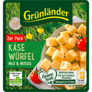 Grünländer Käsewürfel Mild&Nussig 48% 2x70g