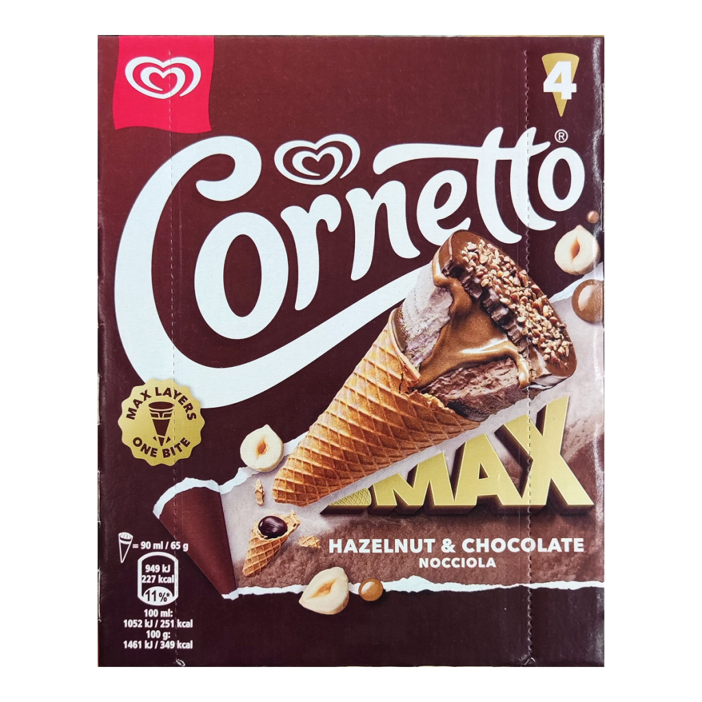 Langnese Cornetto Max Chocolate & Hazelnut 4x90ml