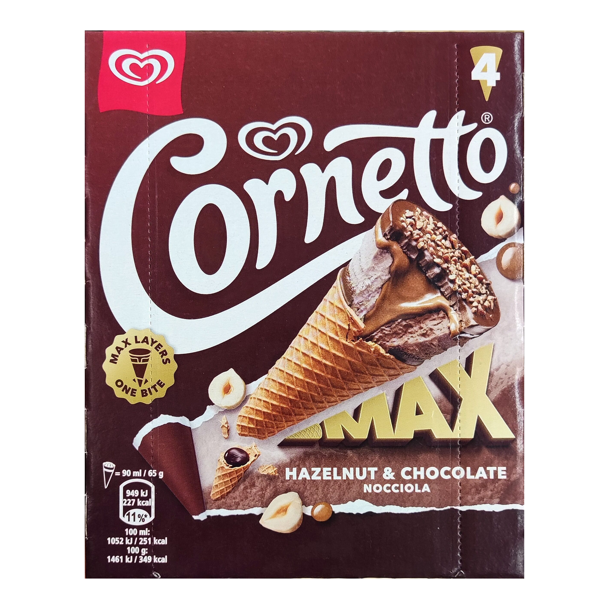 Langnese Cornetto Max Chocolate & Hazelnut 4x90ml