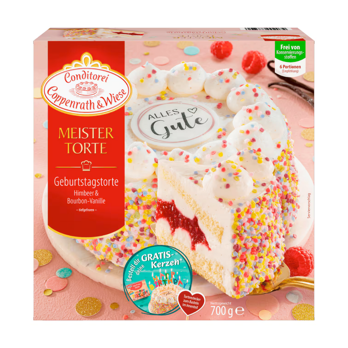 Coppenrath & Wiese Meistertorte Geburtstagstorte Himbeer&Bourbon-Vanille 700g