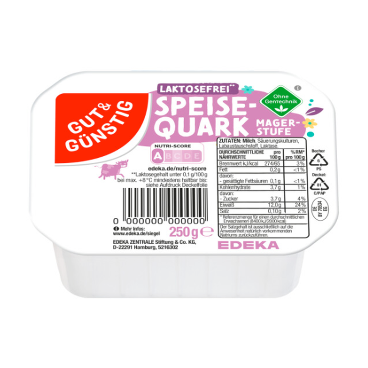 GUT&GÜNSTIG Magerquark laktosefrei 250g VLOG