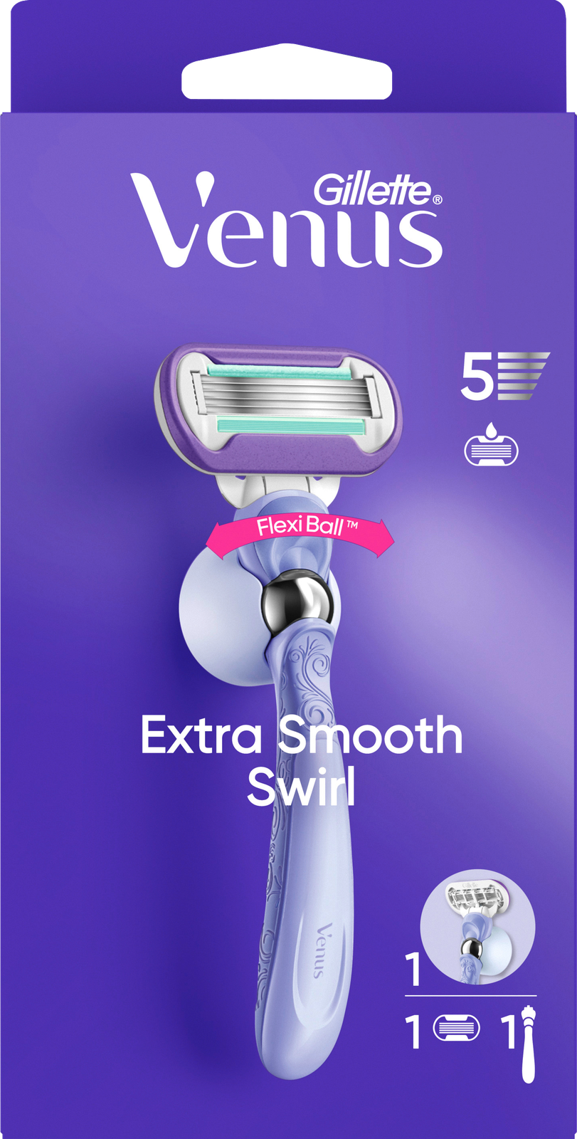 Venus Rasierer Extra Smooth Swirl mit 1 Klinge+Duschhänger