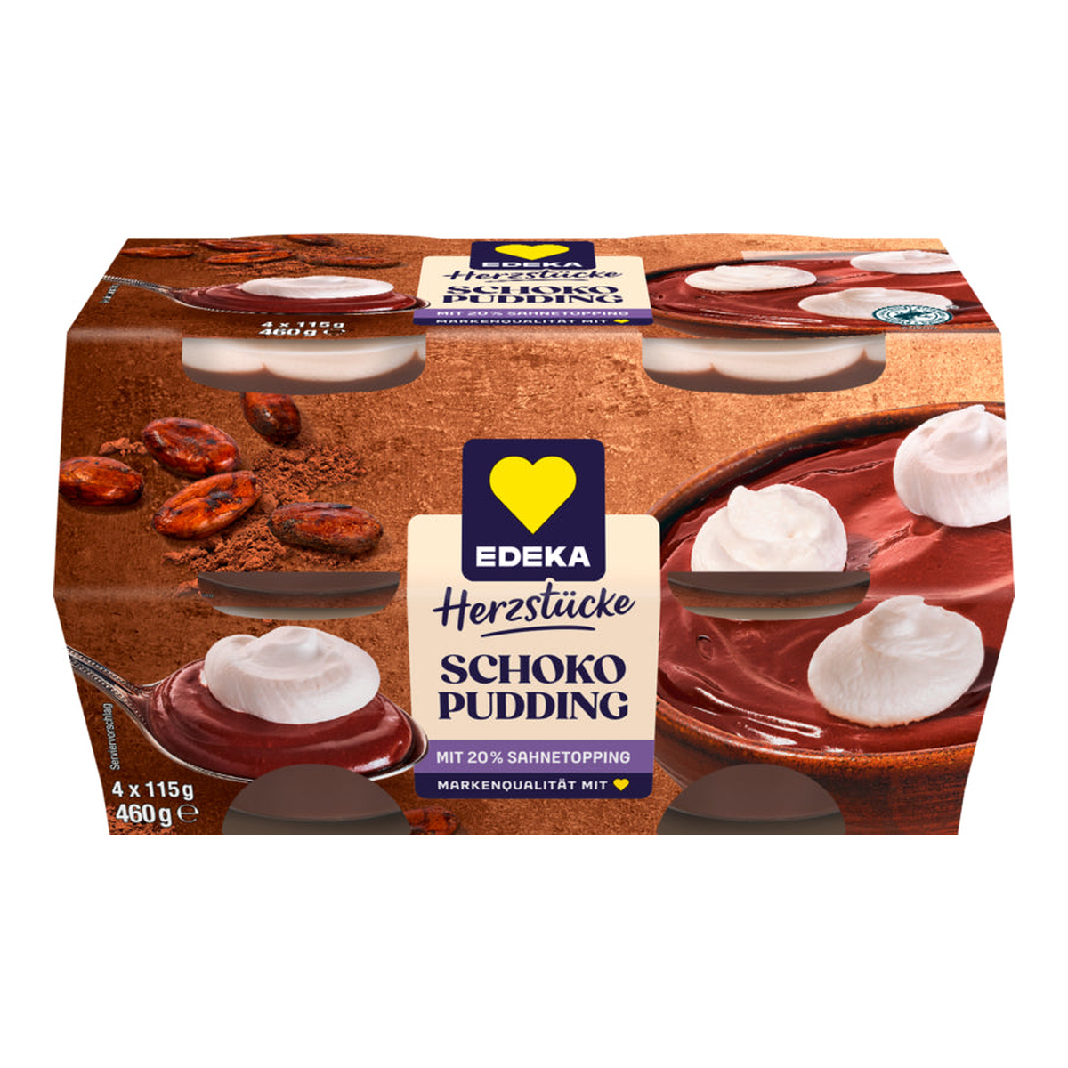 EDEKA Herzstücke Schokopudding mit Sahne 4x115g