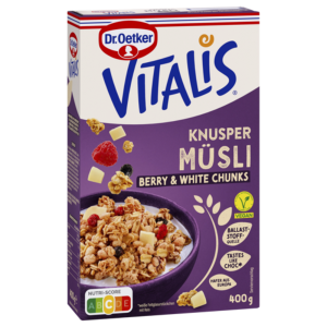 Dr.Oetker Vitalis Vegan Knusper Berry White Chunks 400g
