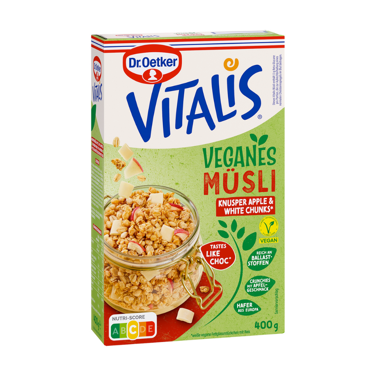 Dr.Oetker Vitalis Vegan Knusper Apple White Chunks 400g