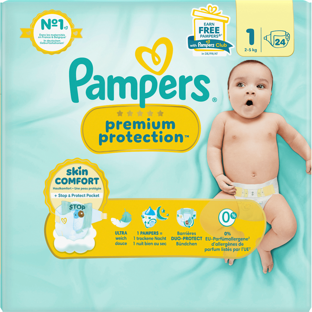 Pampers Premium Protection New Baby Windeln Newborn 2-5kg Gr.1 Single Pack 24ST