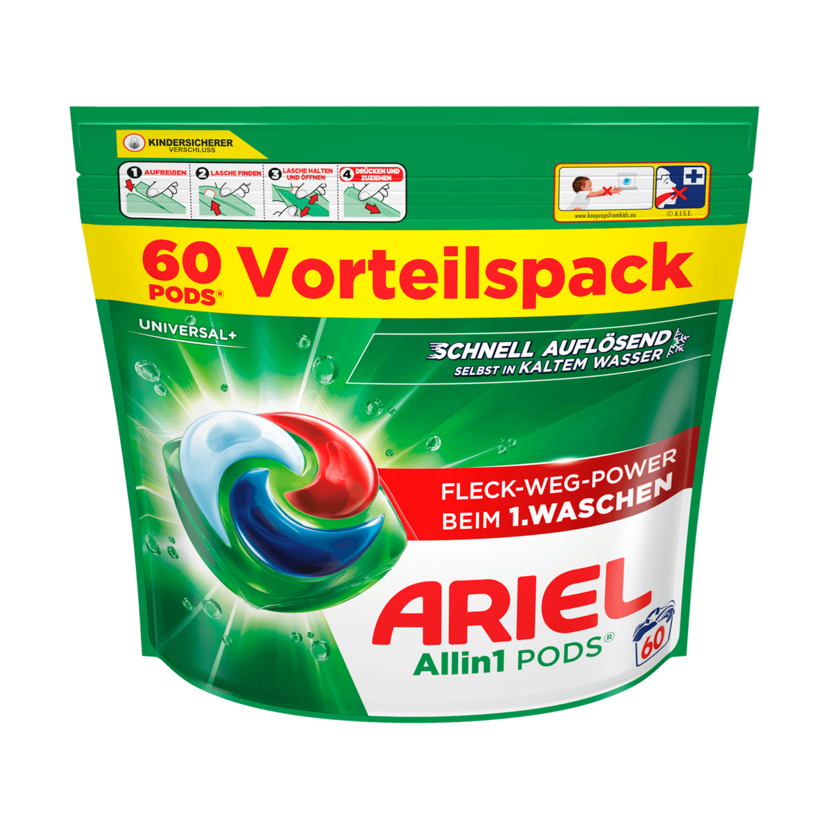 Ariel Vollwaschmittel Flüssig All-in-1 Pods Universal 60WL 1266g
