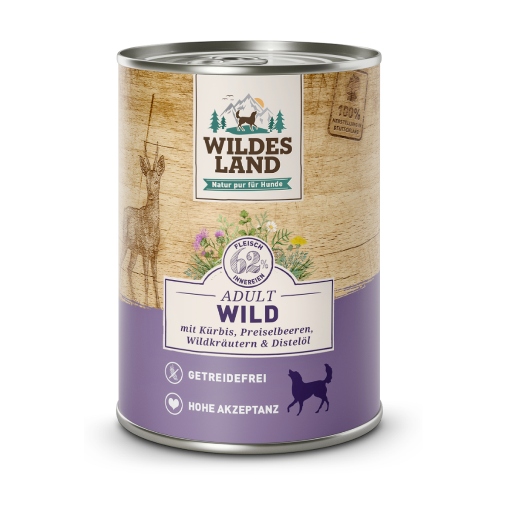 Wildes Land Hund Nassfutter Wild mit Kürbis 400g