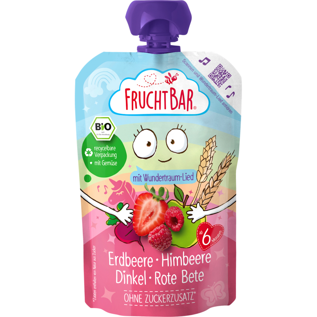 Bio Fruchtbar Wundertraum Quetschie Erdbeer Himbeere Dinkel Rote Bete 100g