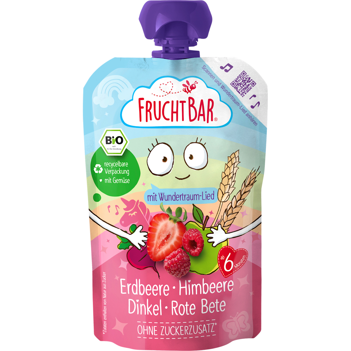Bio Fruchtbar Wundertraum Quetschie Erdbeer Himbeere Dinkel Rote Bete 100g