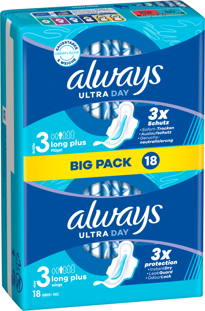 Always Ultra Damenbinden Long mit Flügeln Big Pack 18ST