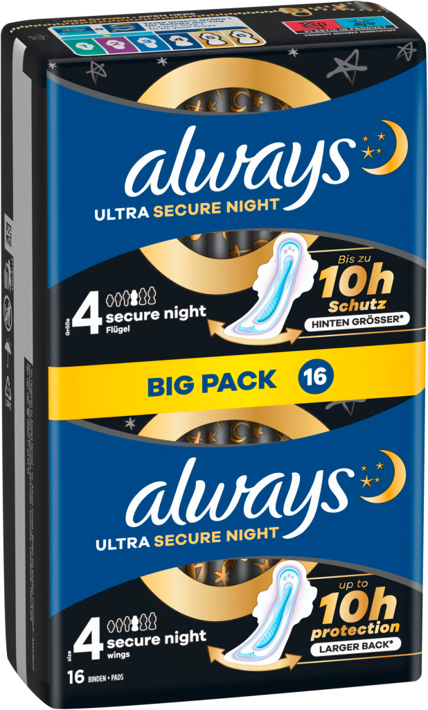 Always Ultra Damenbinden Secure Night mit Flügeln Big Pack 16ST