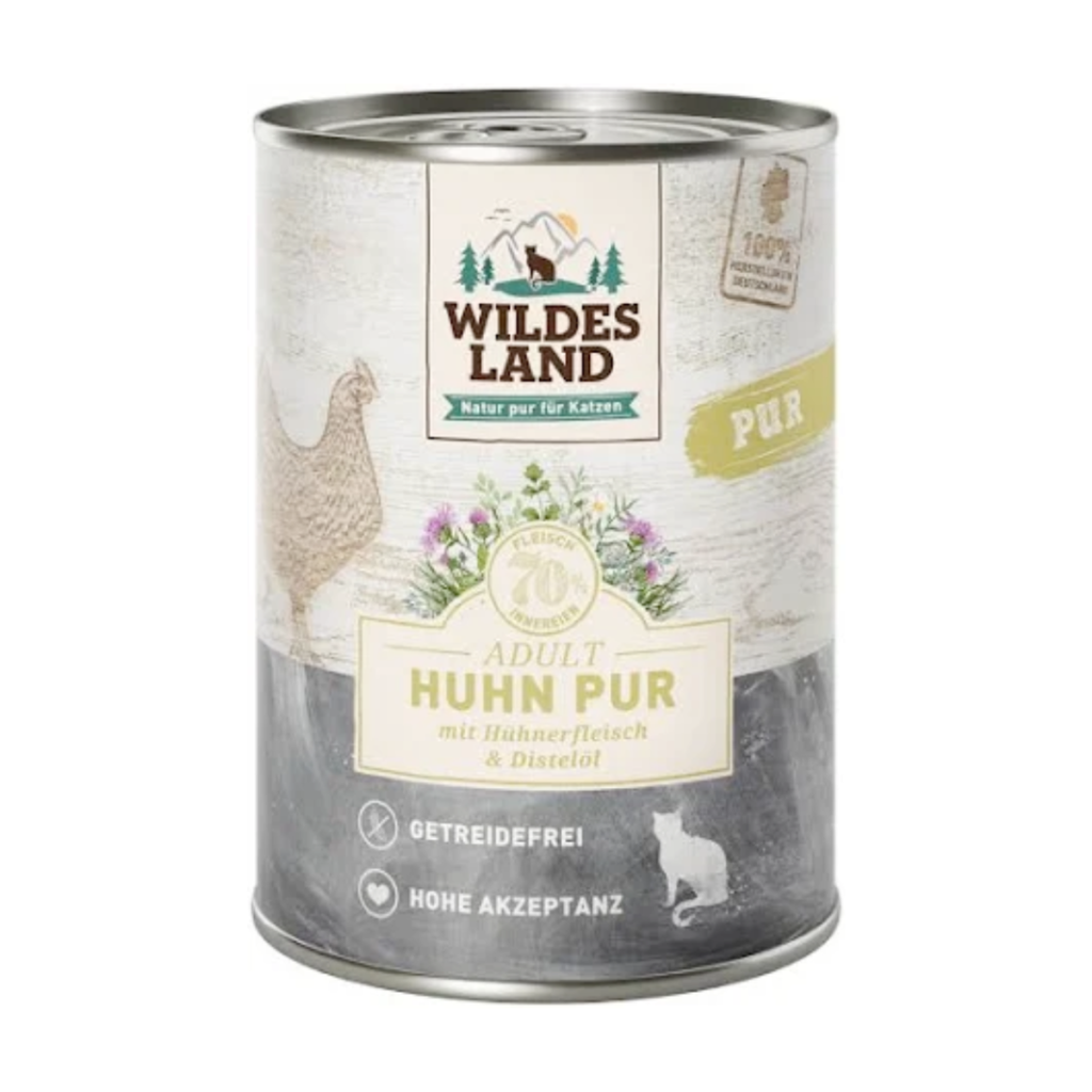 Wildes Land Katze Nassfutter - Huhn PUR mit Distelöl 200g