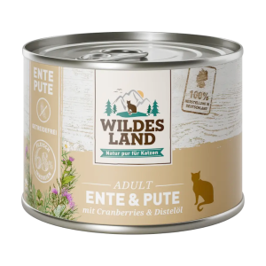 Wildes Land Katze Nassfutter Ente und Pute mit Distelöl 200g
