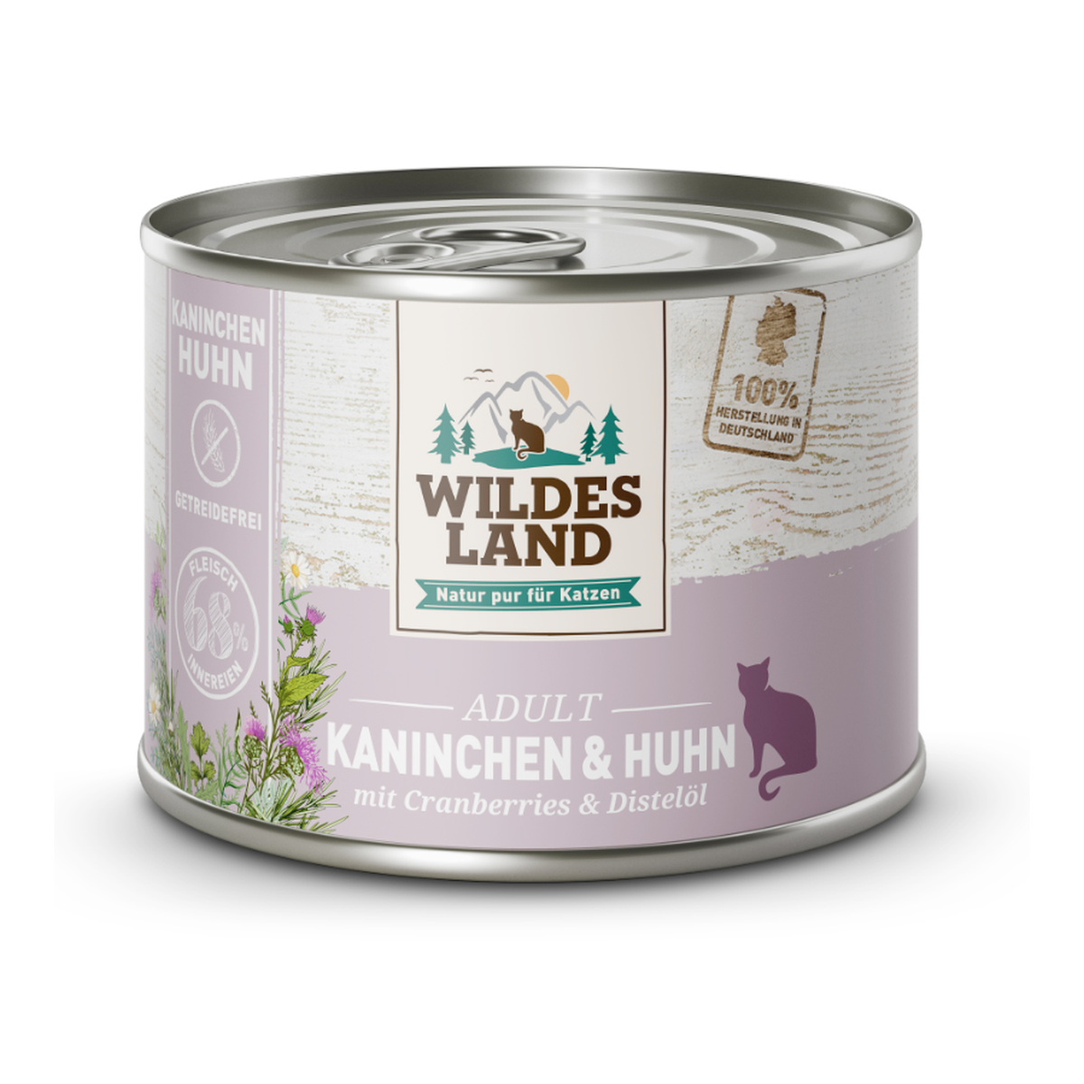 Wildes Land Katze Nassfutter Kaninchen und Huhn mit Distelöl 200g