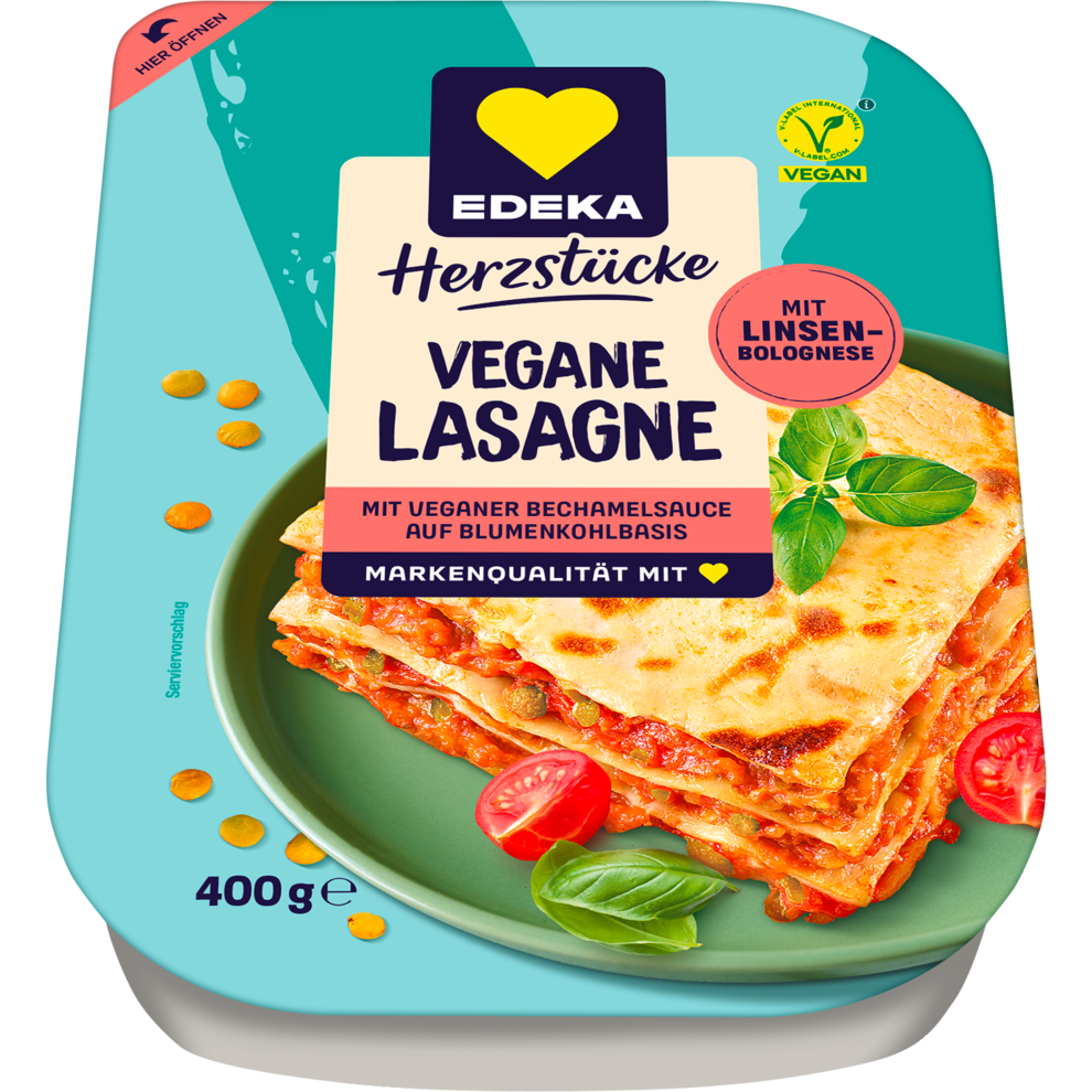 EDEKA Herzstücke vegan Lasagne mit Linsen-Bolognese 400g