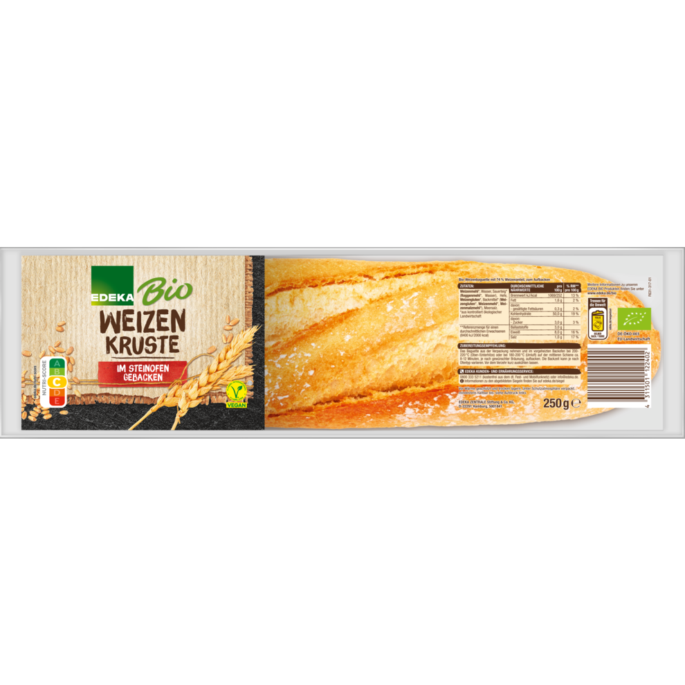 Bio EDEKA Steinofenbaguette Weizen 250g