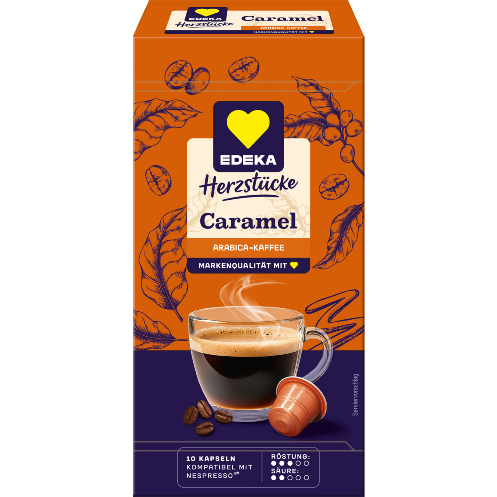 EDEKA Herzstücke Kaffeekapseln Neskom Karamell 50g