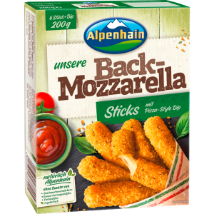 Alpenhain Back-Mozzarella Sticks 200g+Tomatendip 25g