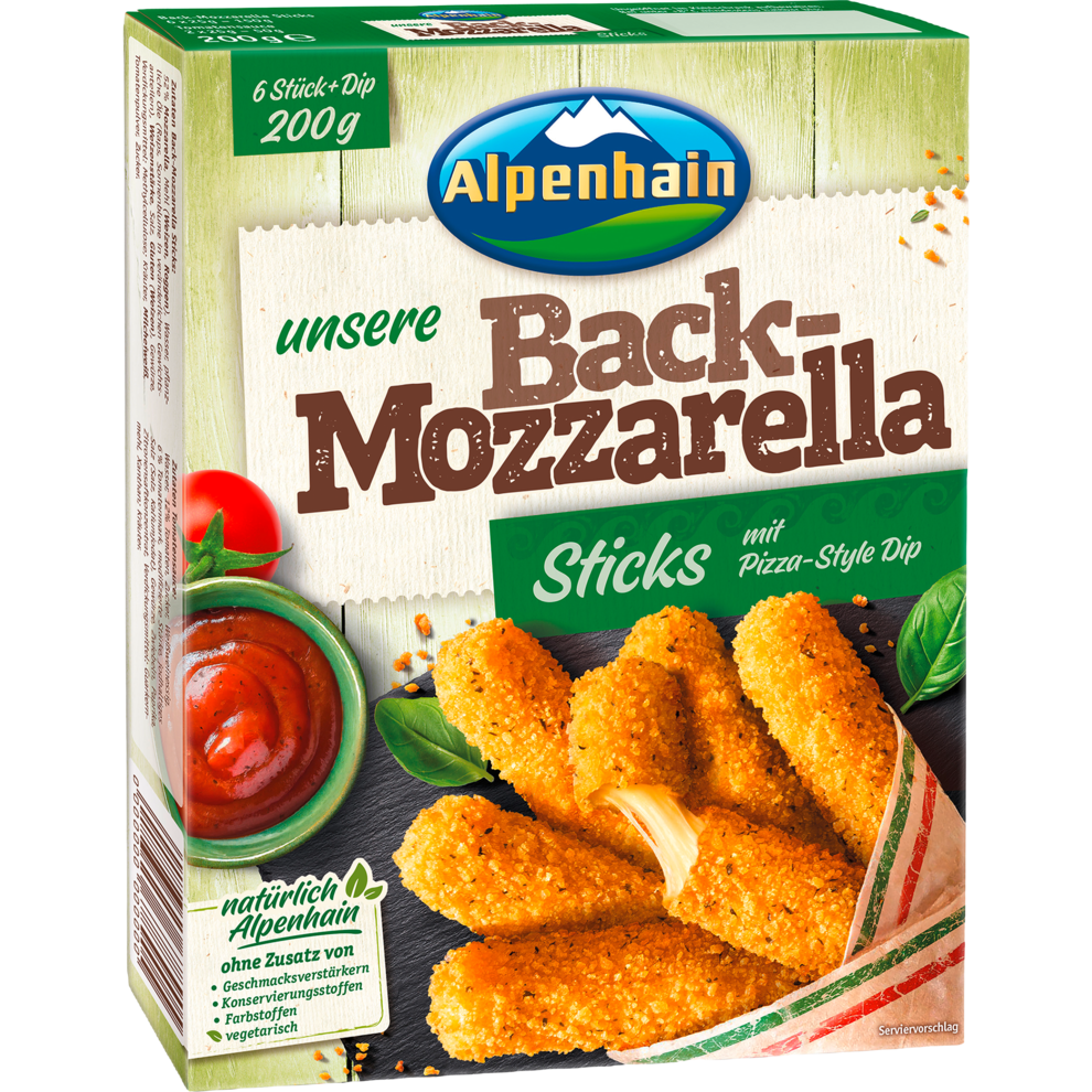 Alpenhain Back-Mozzarella Sticks 200g+Tomatendip 25g