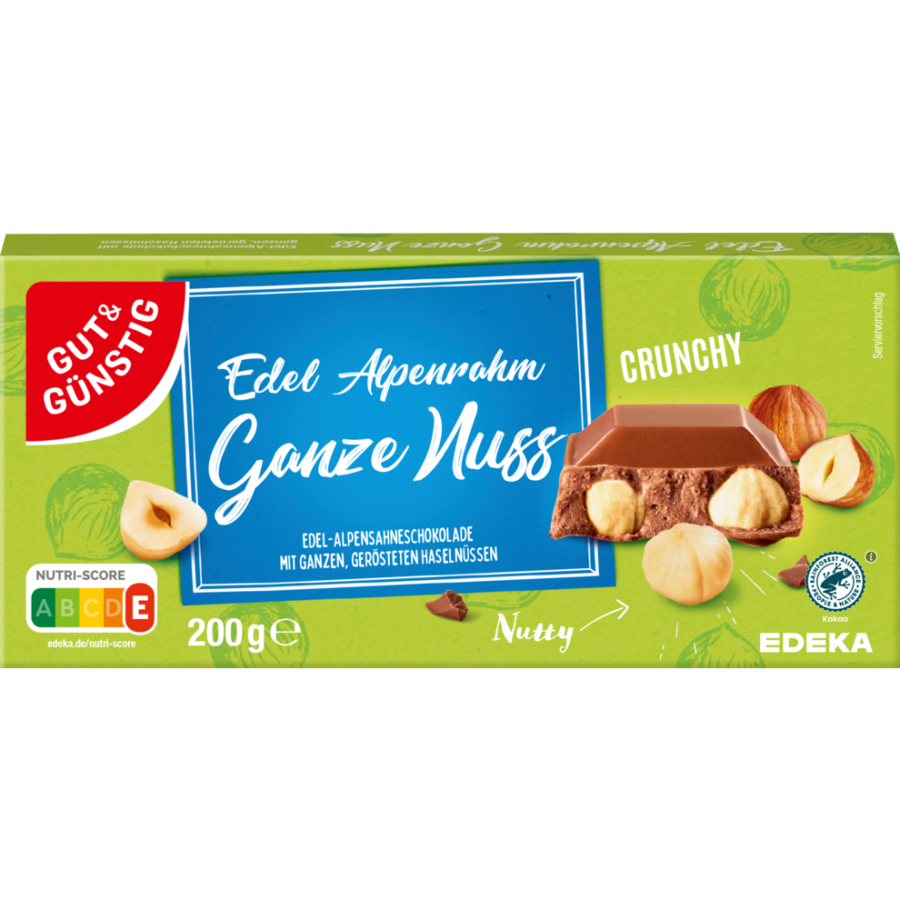 GUT&GÜNSTIG Alpenrahm Ganze Nuss Schokolade 200g