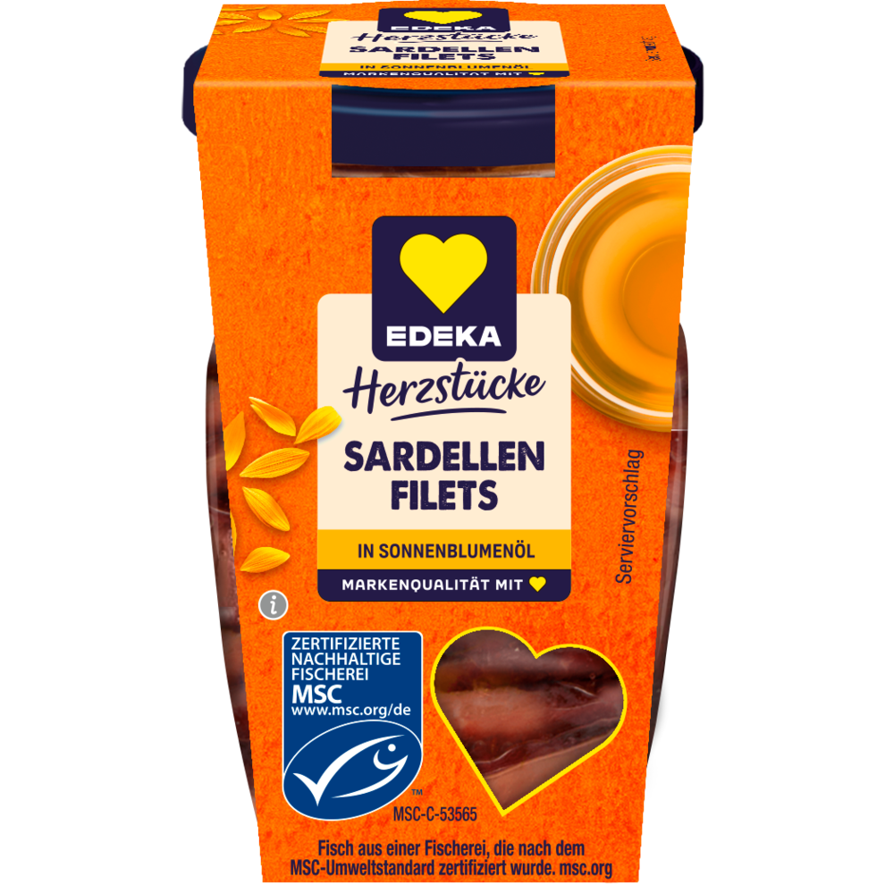 MSC EDEKA Herzstücke Sardellenfilets in Sonneblumenöl 80g