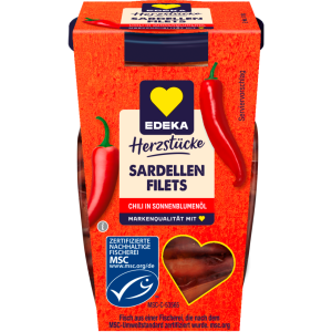 MSC EDEKA Herzstücke Sardellenfilets in Sonneblumenöl mit Chili 80g