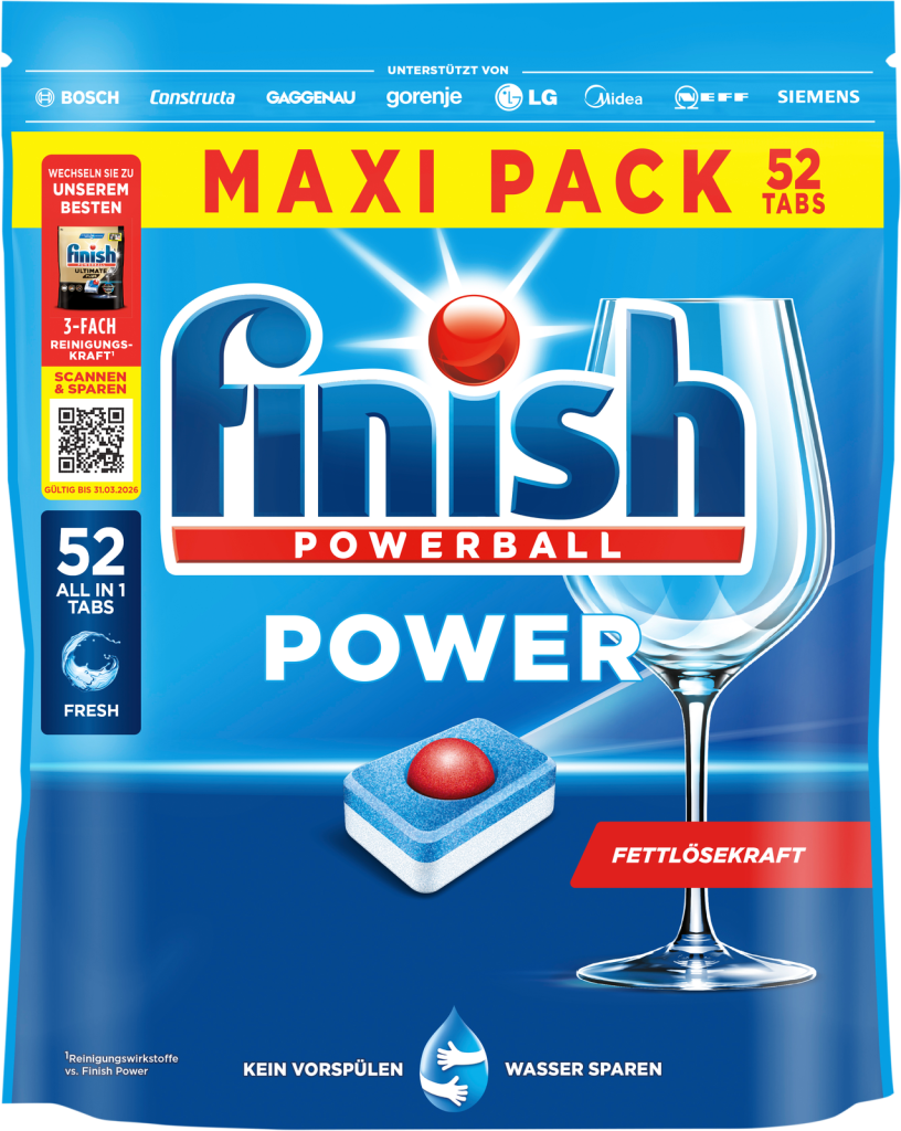 Finish Power Maxipack Fresh 52Tabs 832g