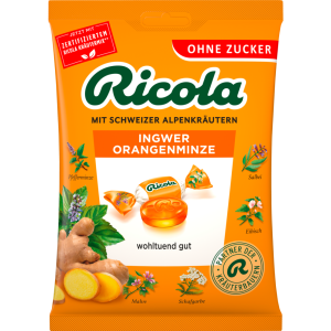 Ricola Ingwer Orangenminze ohne Zucker 75g