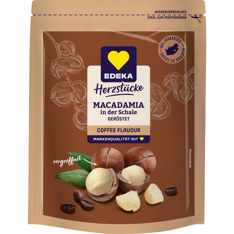 EDEKA Herzstücke Macadamia in der Schale geröstet Coffee 200g