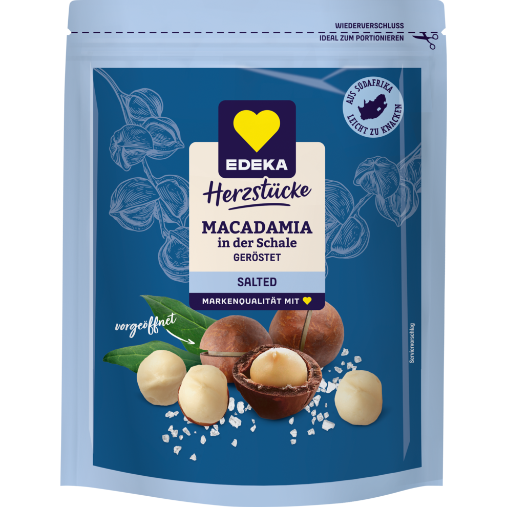 EDEKA Herzstücke Macadamia in der Schale geröstet salted 200g