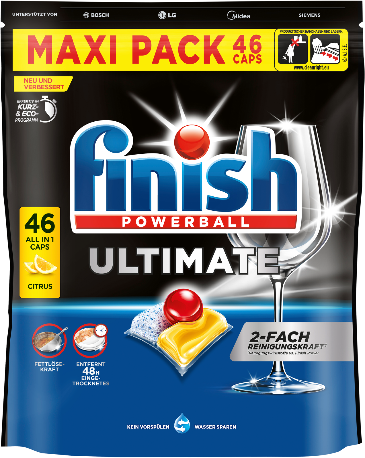 Finish Ultimate Maxipack Citrus 46Caps 593g