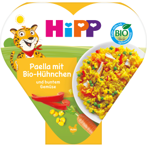 Bio Hipp Paella mit Hühnchen und buntem Gemüse 250g
