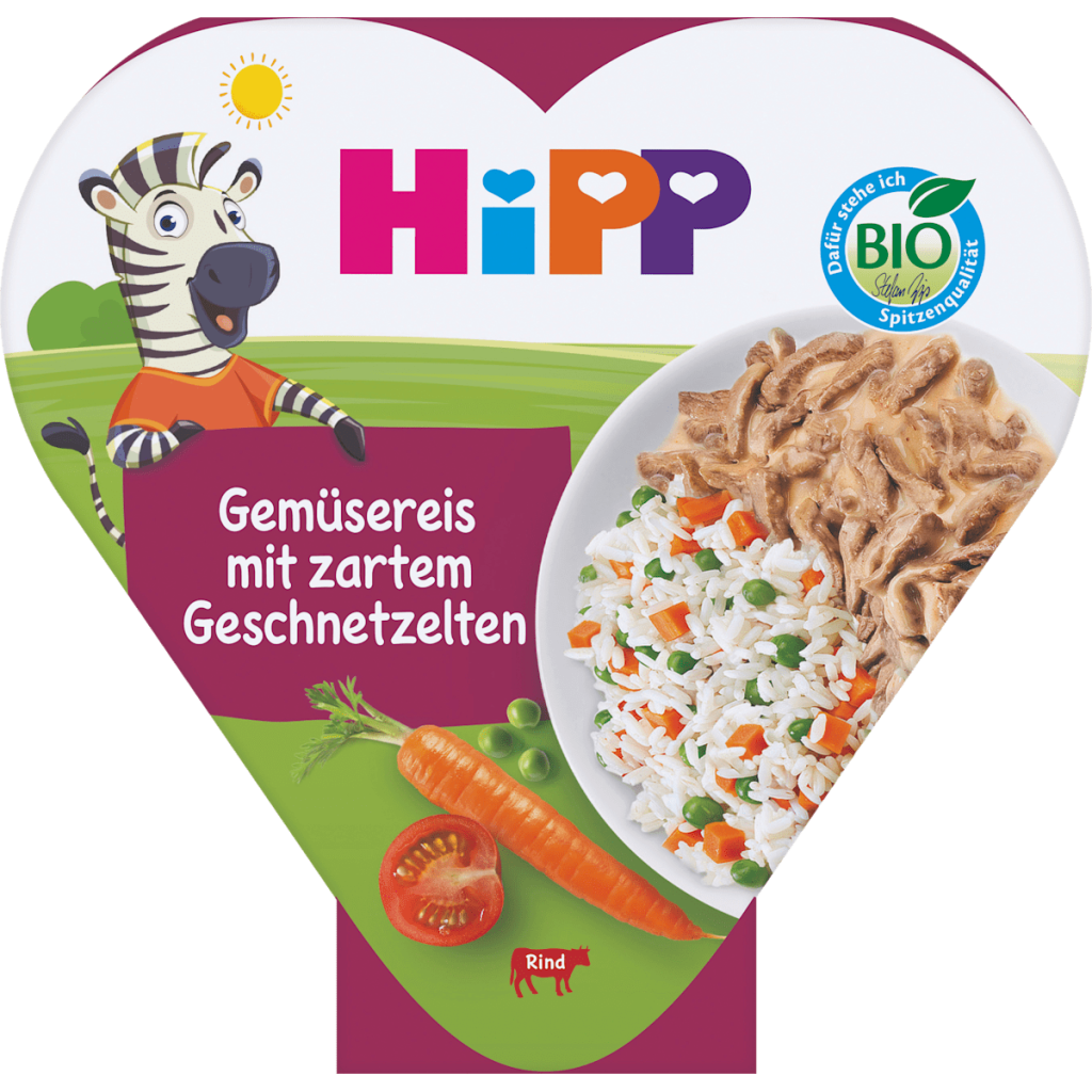 Bio Hipp Gemüsereis mit zartem Geschnetzelten 250g